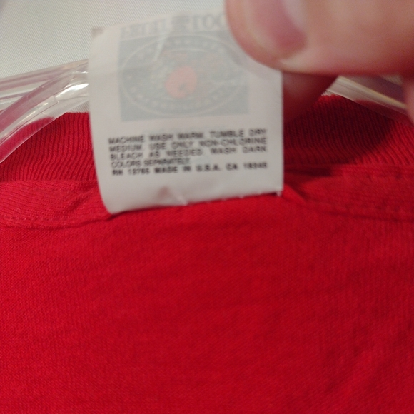 Fruit Of The Loom - Vintage Single Stitch Pocket Red T-shirt Men's Size Medium M - Picture 7 of 13